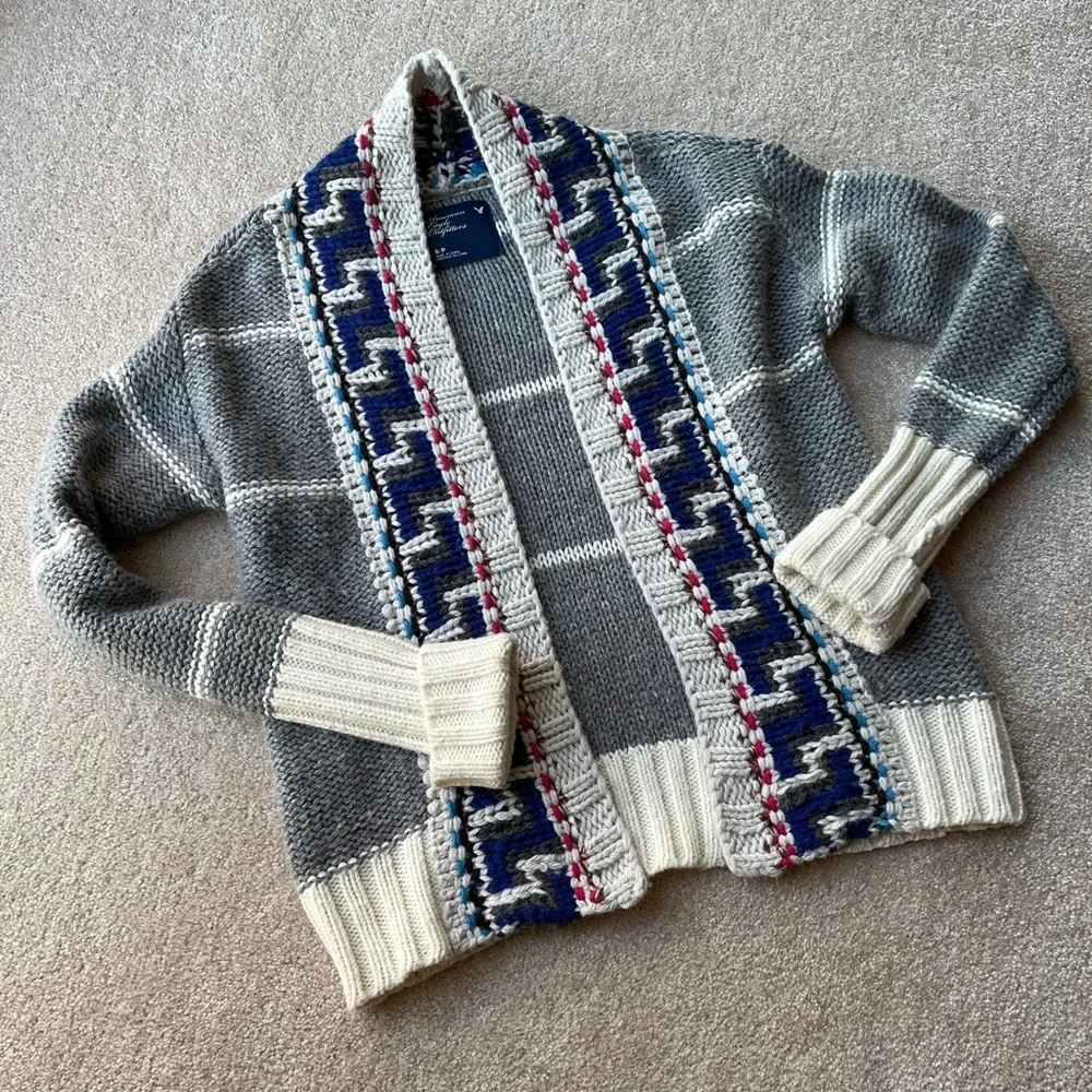 American Eagle Womens open front Nordic cardigan sweater size small - Picture 1 of 6